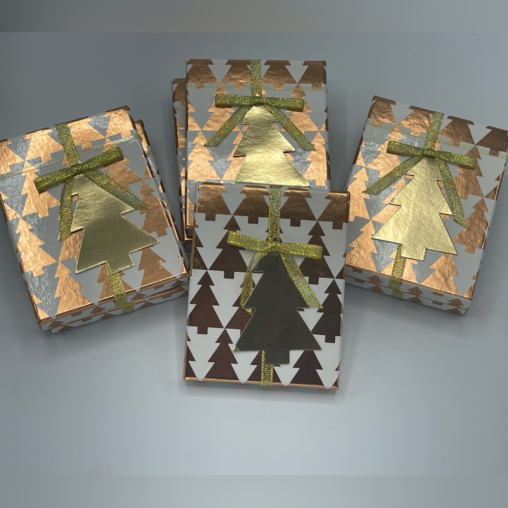 Set of 7 Gold and Bronze Tree Gift Card Boxes